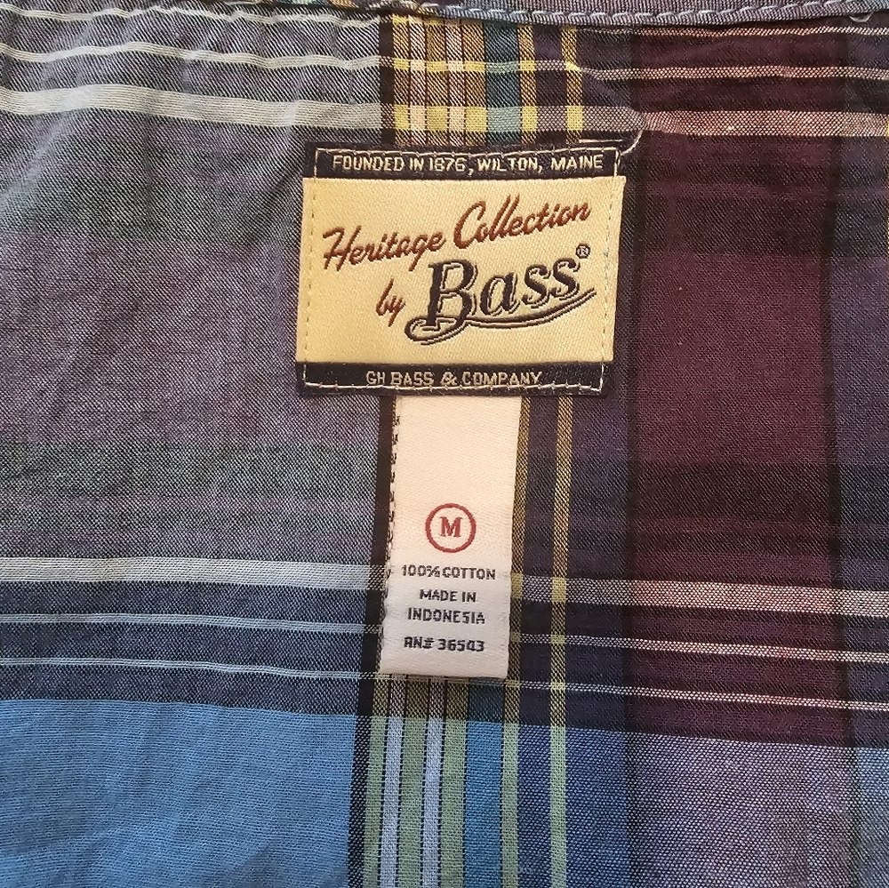 Heritage Collection by Bass Madras Plaid Sleeveless Ruffle Front Blouse Size Med - Picture 5 of 5